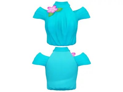 Full Teal Spring Summer Going Shopping Outfit Low-poly 3D model
