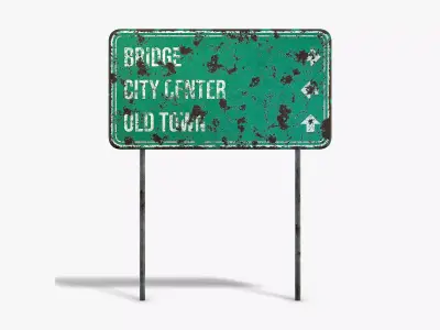 Damaged Street Info Sign Low-poly 3D model