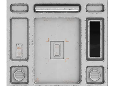 Futuristic Apartment Wall with Door 3D model