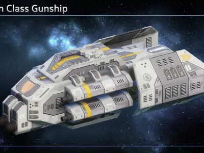 Spaceship Bombers Gunships Low-poly 3D model