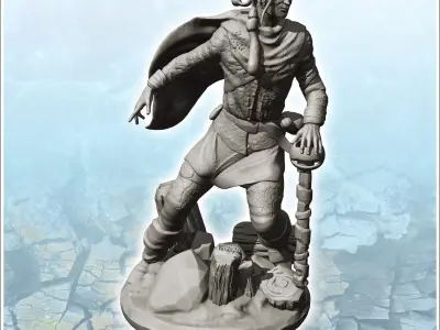 Elf man with hat and wooden boat 7 - Medieval Fantasy Magic Feud 3D print model