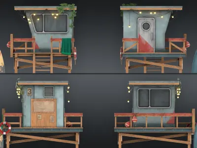 Lifeguard house Low-poly 3D model