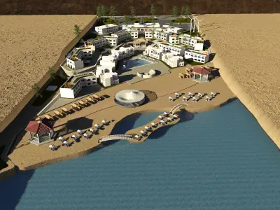 Ecolodge resort in middle of desert 3D model