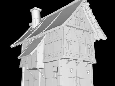 Lowpoly house Game asset Low-poly 3D model