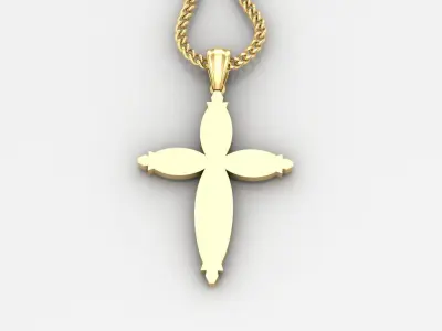 Light Gold 18K Cross Pendant 1CP093 3D print model