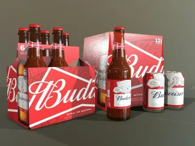 Beer Budweiser Low-poly 3D model