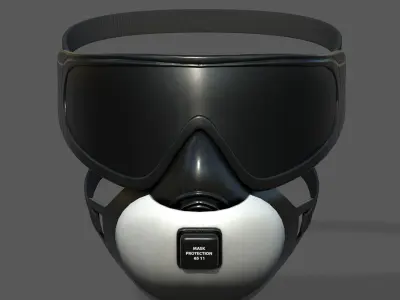 Gas mask helmet 3d model protection safety futuristic  Low-poly 3D model