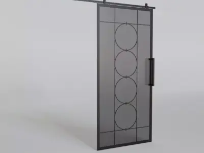 Decorative glass slide door 3D model
