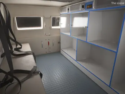  Emergency Ambulance Off Road Vehicle Red Rigged for Maya 