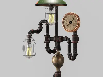 Antique Steam Gauge Lamp by Machineagelamps 3D model
