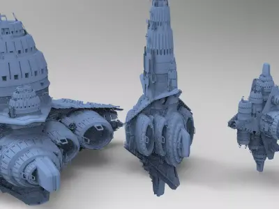Star Freighter Grand battleship 3 designs 3D model