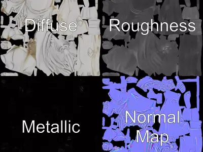 Futuristic Silver Android model pack Low-poly 3D model