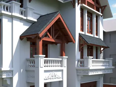 Villa house 1-Neoclassical architecture 3D model