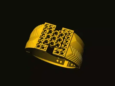 rings gold ring with diamonds 3D print model