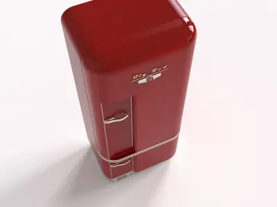 Fridge Red Classic  Low-poly 3D model