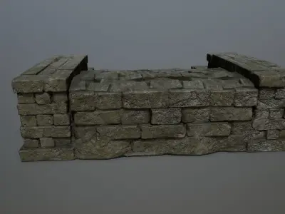 Ruin Stairs Low-poly 3D model 6