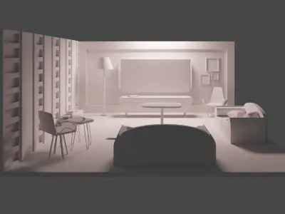  LIVING ROOM Low-poly 3D model