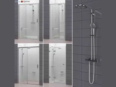 Set of shower doors RAVAK set 52 3D model