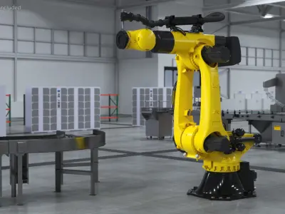  Ultra Robotic Arm Yellow Rigged for Cinema 4D 