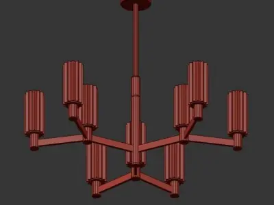 THE234 gold and chandelier with glass shades 3D model