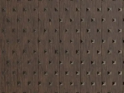 Medieval Studded Dark Wood Planks PBR Seamless Texture