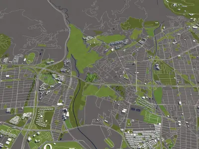 Tehran Iran 50x50km City Map 3D model