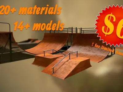 skateboarding park  Low-poly 3D model