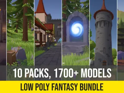 Low Poly Fantasy Medieval Bundle Low-poly 3D model