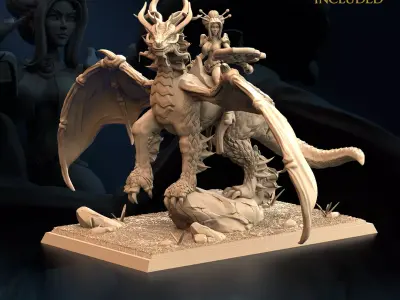 Oriental Dragon Empress of the Jade Breeze Nude and Normal 3D print model