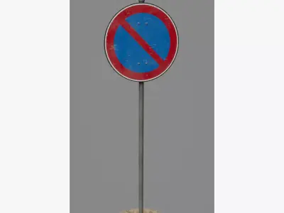 Road Sign 04 - Prohibited Parking Low-poly 3D model