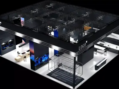 Modern Black Tech Exhibition Booth Design 3D model