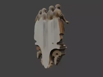 Four Maidens Wooden Relief Low-poly 3D model