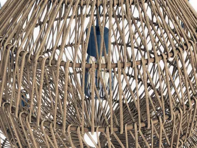Lamp wood rotang wicker Sphere 3D model