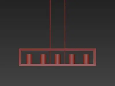 Golden rectangular pendant light in copper 3D model
