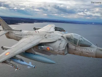  Harrier II Strike Jet Italian Navy Rigged for Cinema 4D 