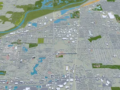 Wyoming Michigan USA 30km Low-poly 3D model