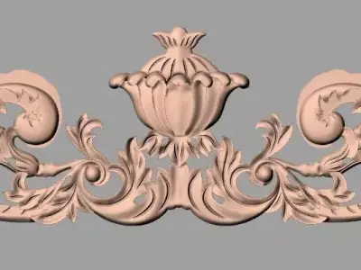 European style flower 3D relief STL Model for cnc engraving E093 3D model