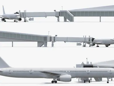 Jet Bridge Terminal with Medium Passenger Aircraft 