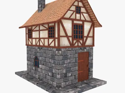 Medieval Building  Townhouse Low-poly 3D model
