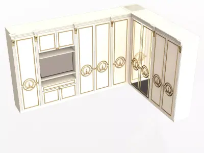 Classic Wardrobe Furniture 0403 White Low-poly 3D model