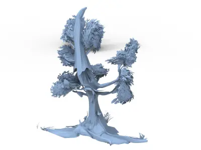 Norfolk stylised  windy tree collection 1 3D model