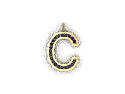 Alphabet Collection cross pendant with sapphires 3D print model