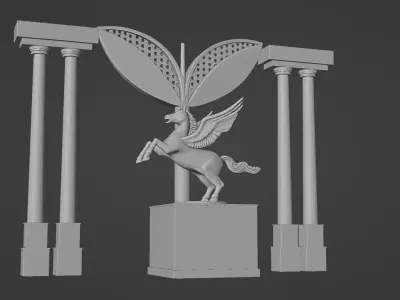 Winged Horse Monument  Low-poly 3D model