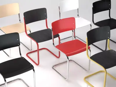 S three chairs with frame 3D model