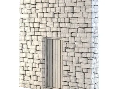 Forge Stone Wall with Door 3D model