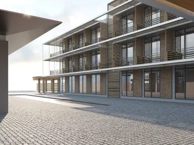 motel near sea 3D model