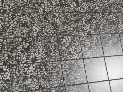 Polished Terrazzo Stone Tiles PBR Seamless Texture