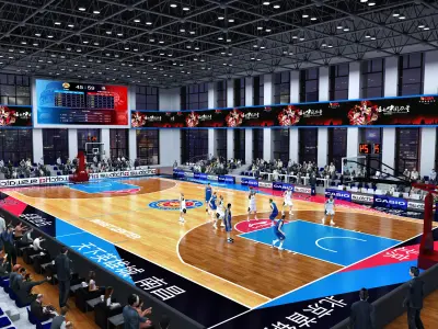Modern Indoor Basketball Stadium Gymnasium Low-poly 3D model