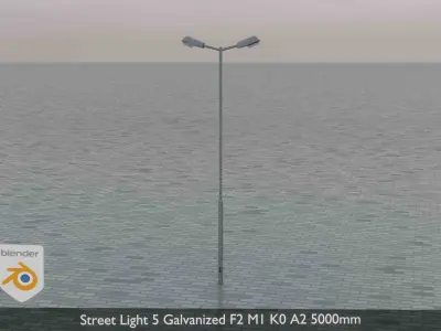 Street Light 5 Galvanized F2 M1 K0 A2 5000mm Low-poly 3D model