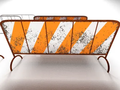 roadblock set metal frame Low-poly 3D model
